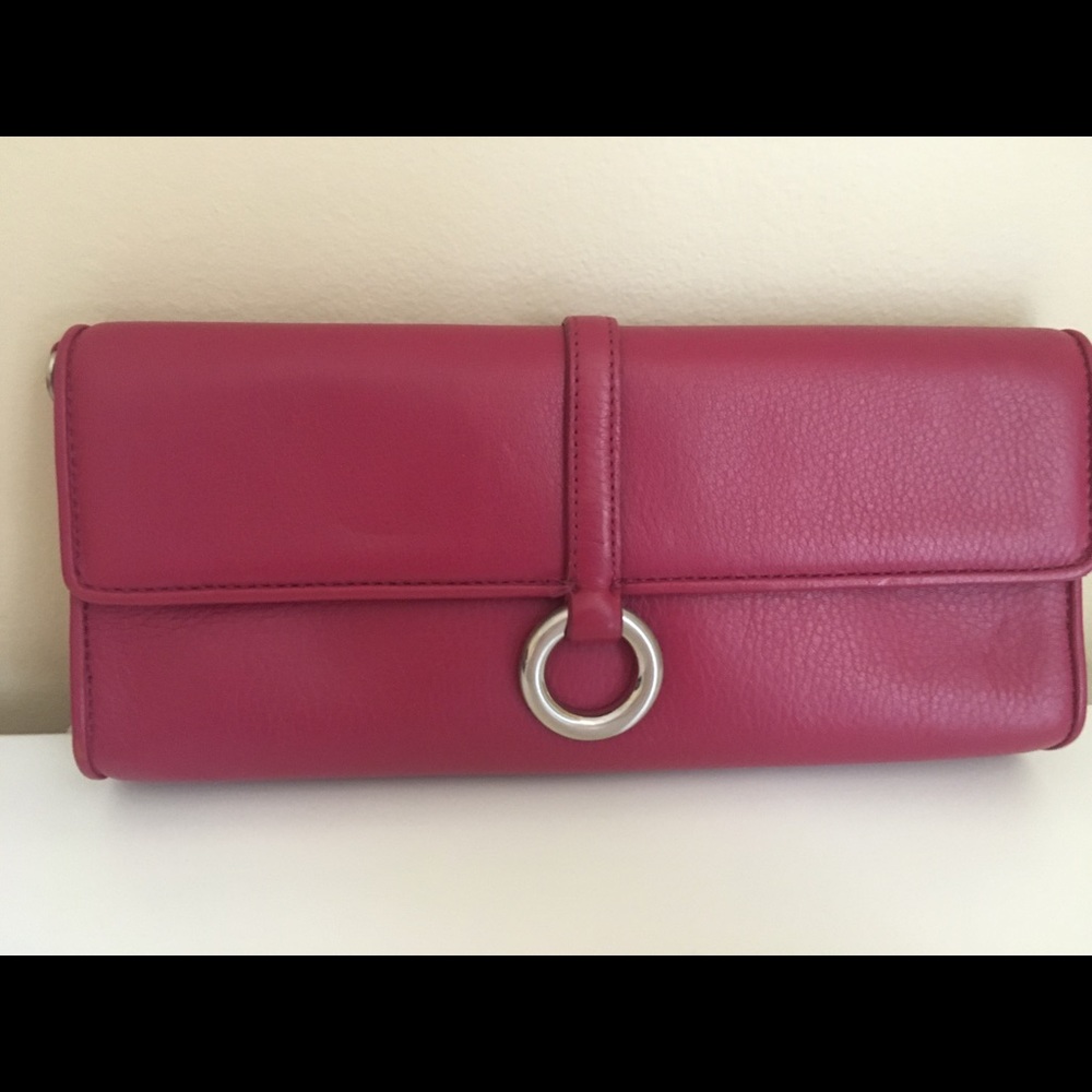 Talbots Hot Pink Leather Clutch
